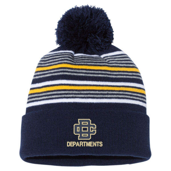 12" Striped Pom-Pom Cuffed Beanie Thumbnail